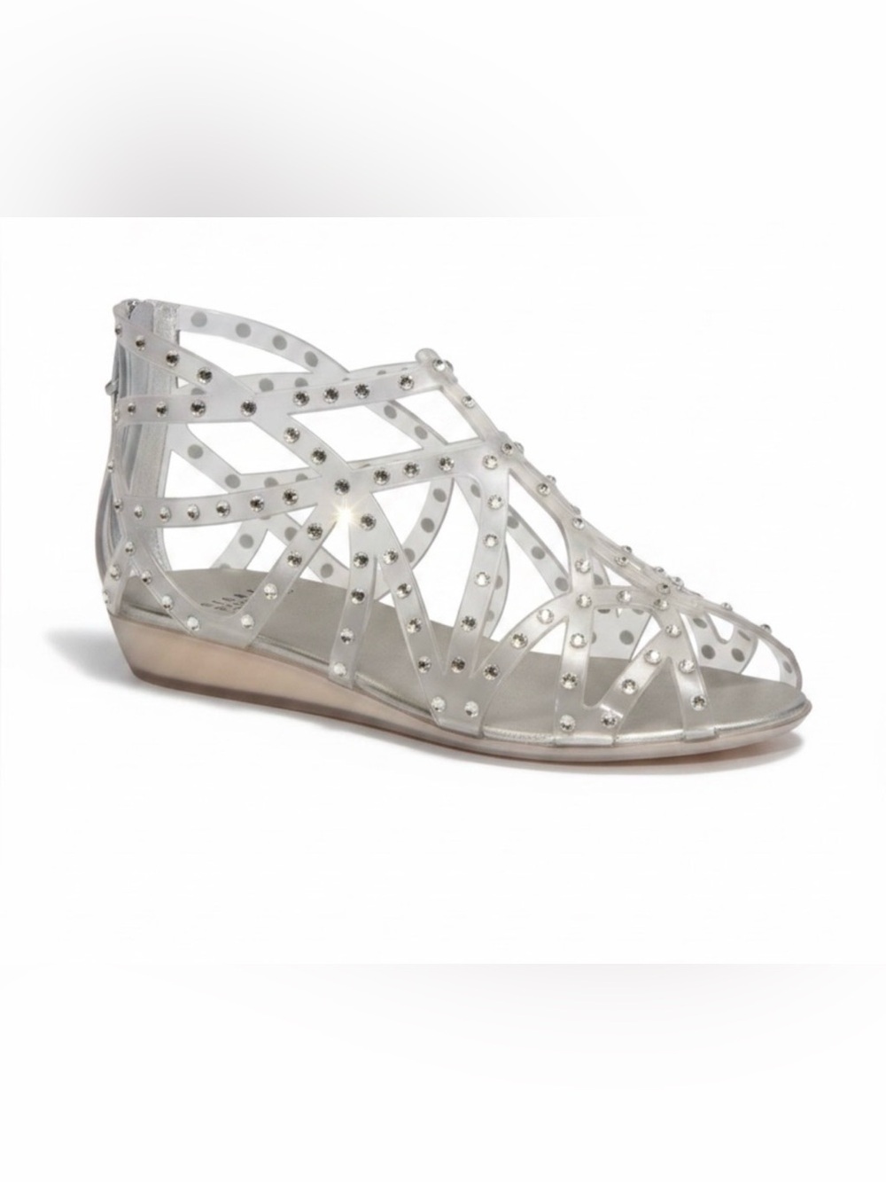 Stuart Weitzman jelly clear gladiator Cinderella bride sandal.